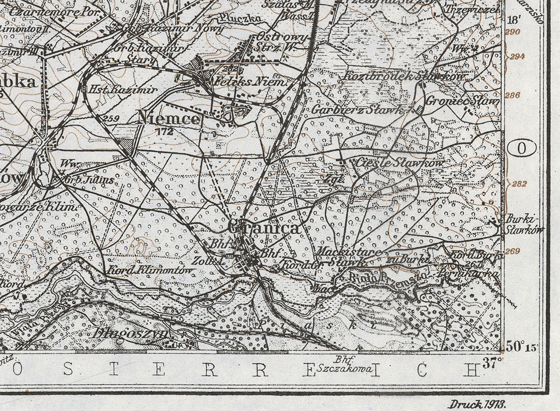 Mapa BEUTHEN 1914 fragment web